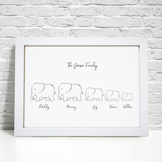 Personalised Elephant Family Print