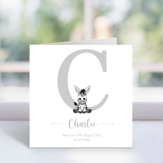 Personalised Safari Animal Initial Card