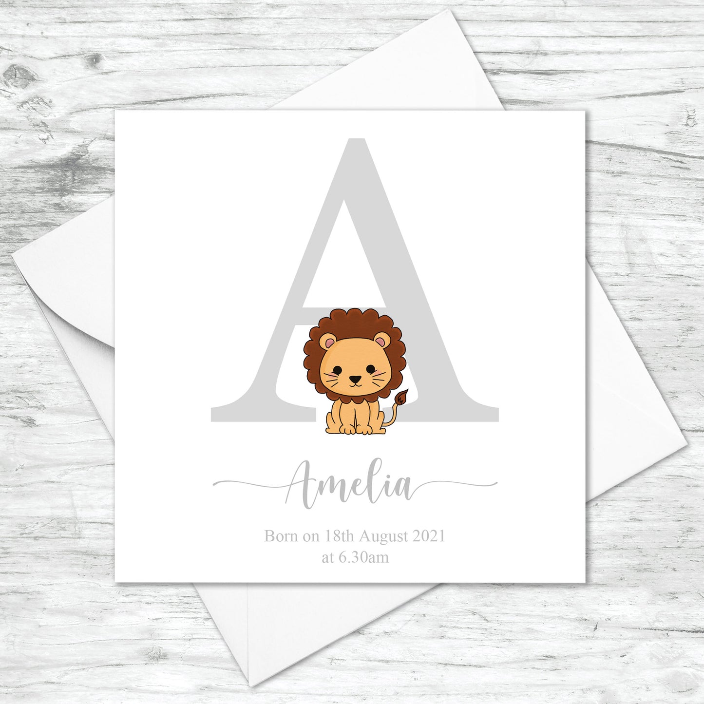Personalised Safari Animal Initial Card