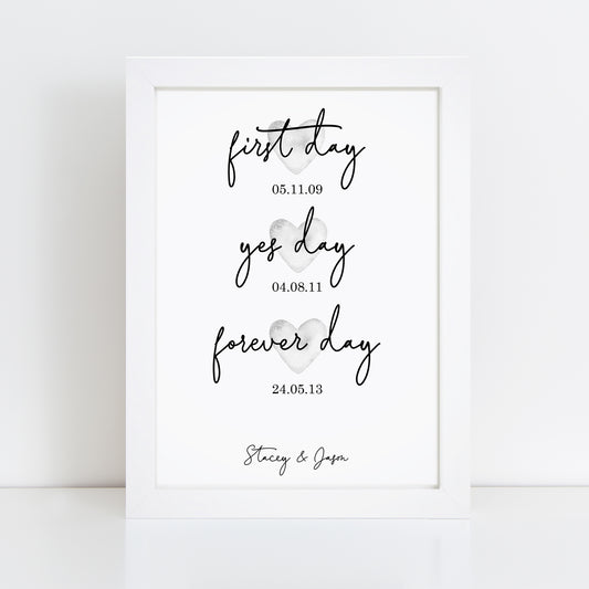 Personalised First Day Yes Day Forever Day Print