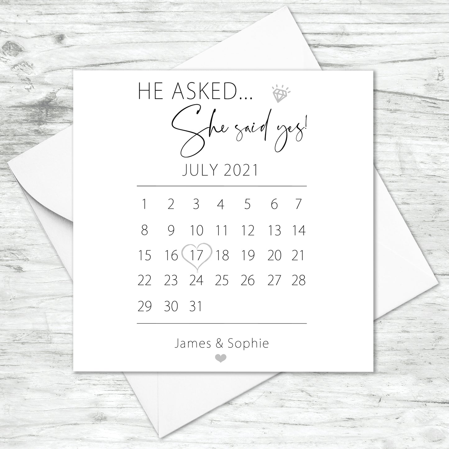 Personalised He Asked She Said Yes Card