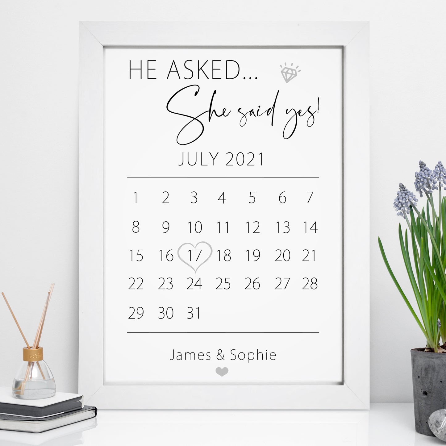 Personalised Engagement Date Calendar Print