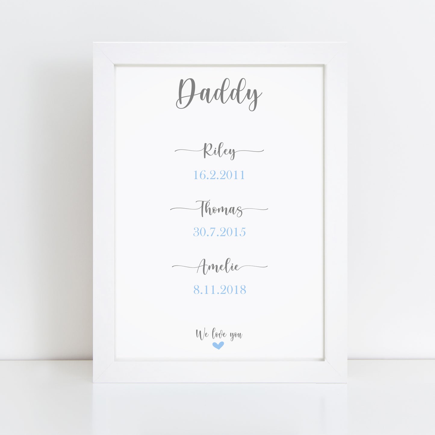 Personalised Dad Childrens Birth Dates Print
