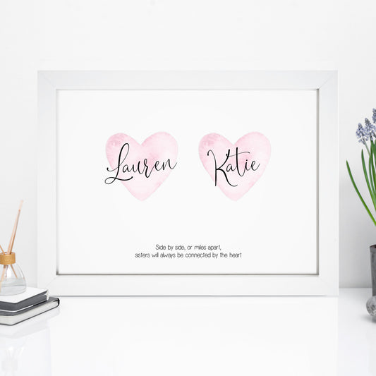 Personalised Sisters Heart Print