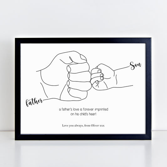 Personalised Father and Son Fist Bump Poem Print