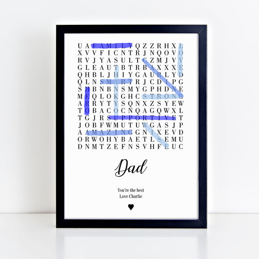 Personalised Dad Word Search Print