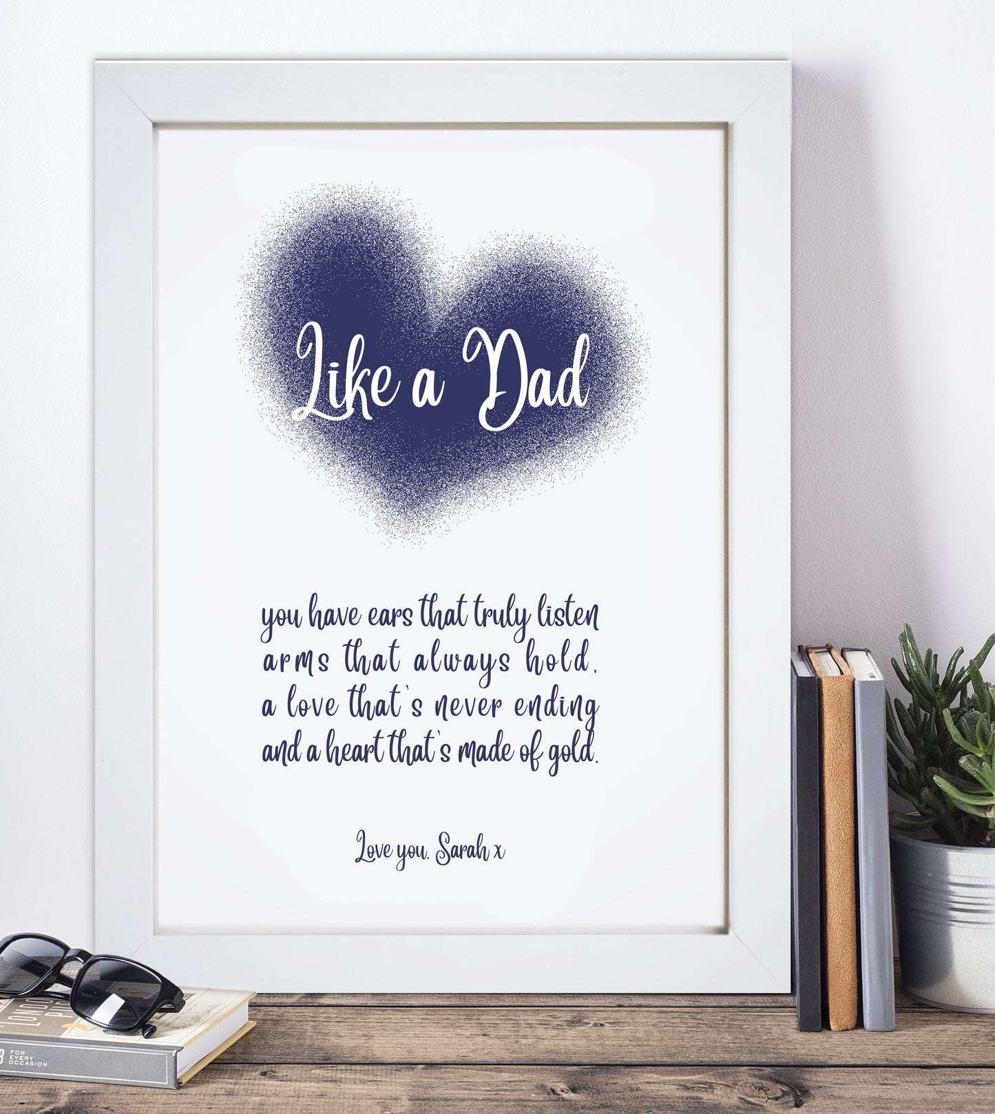 Personalised Like A Dad Heart Print