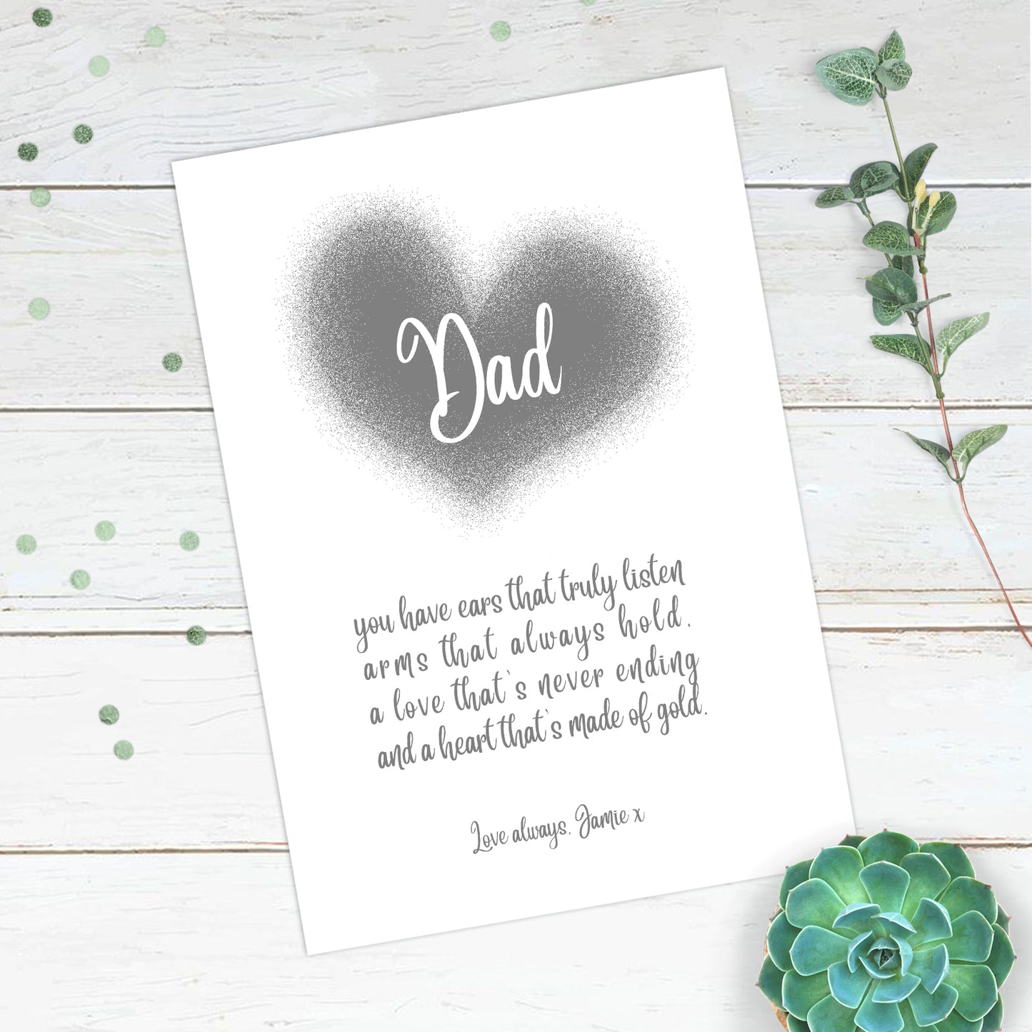 Personalised Like A Dad Heart Print