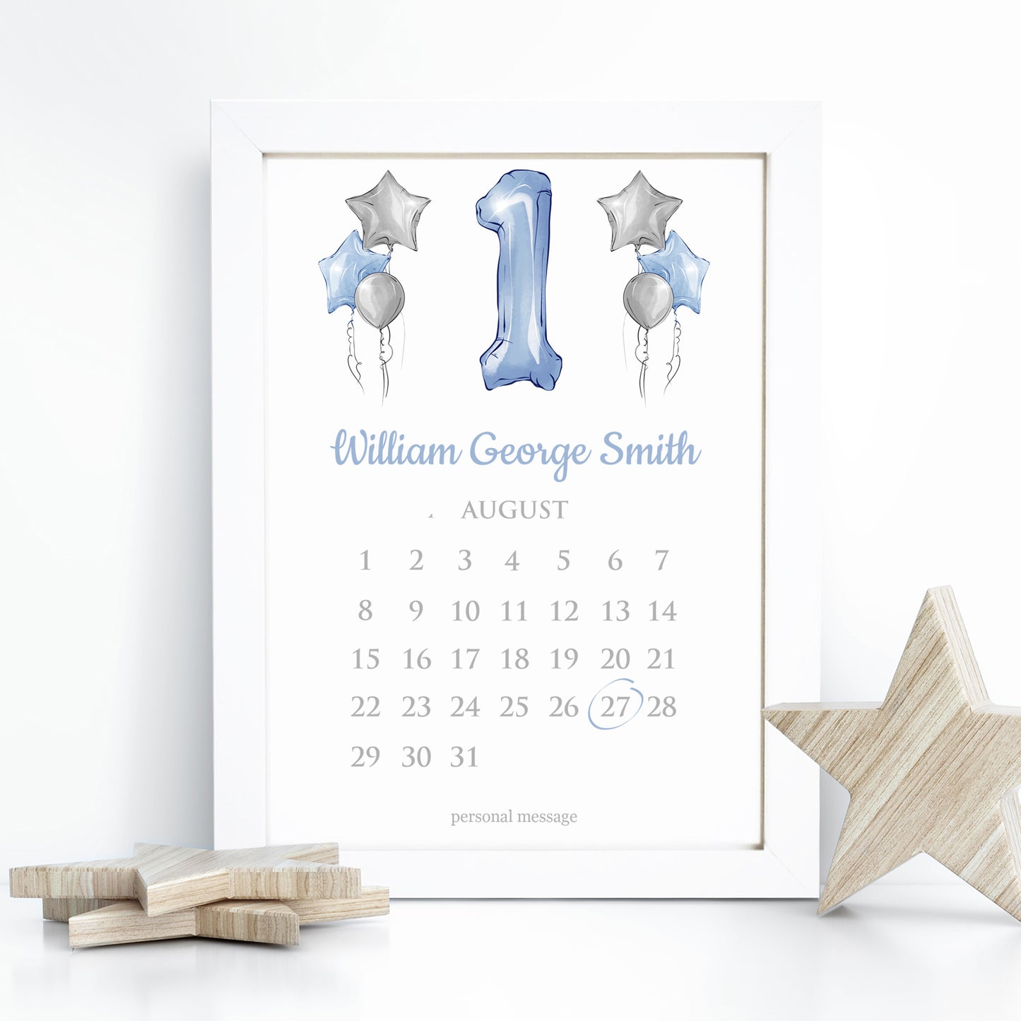 Personalised 1st Birthday Calendar Print
