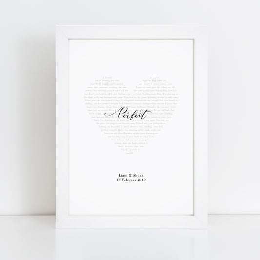 Personalised Heart Our Song Lyrics Print