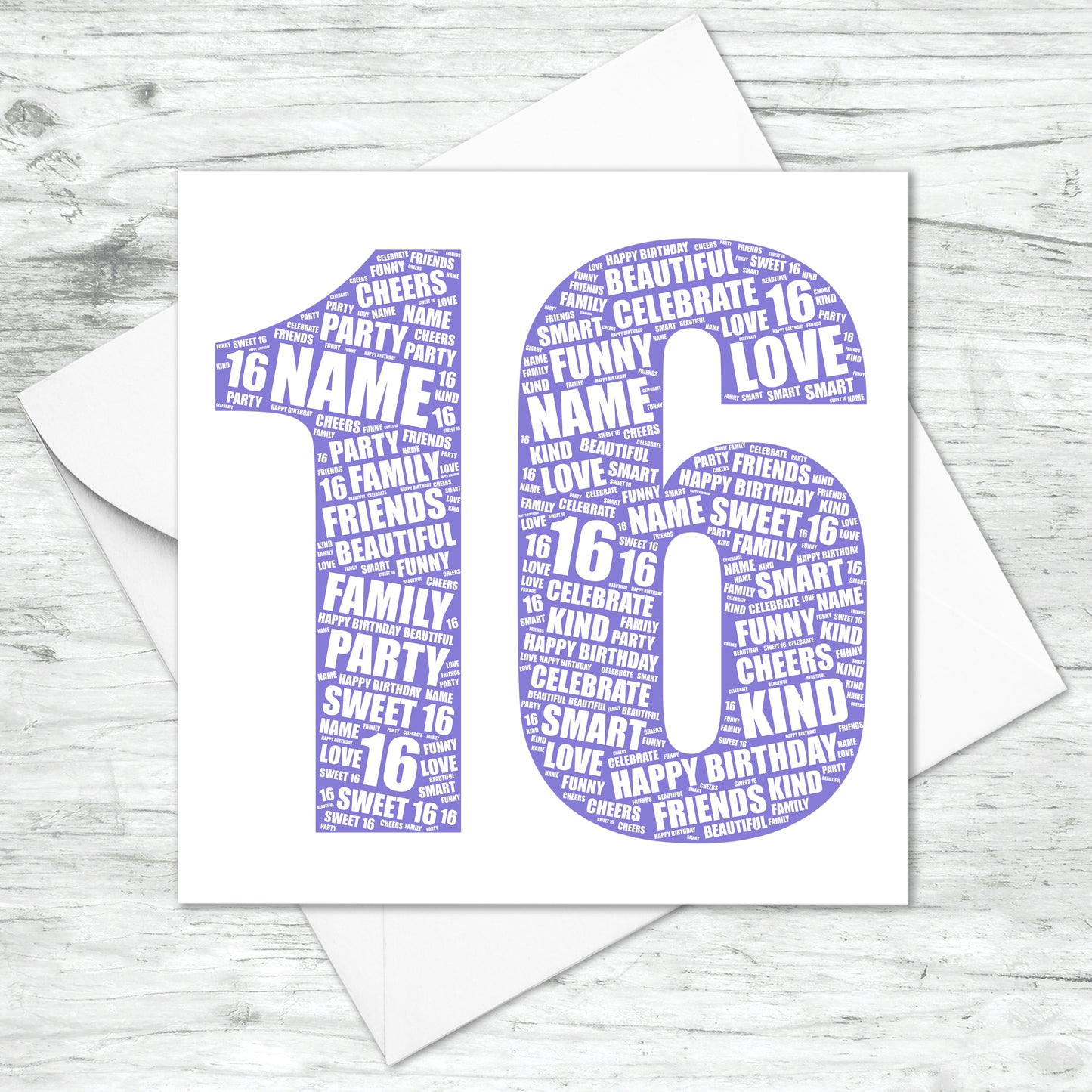 Personalised 16th Birthday Word Art Card