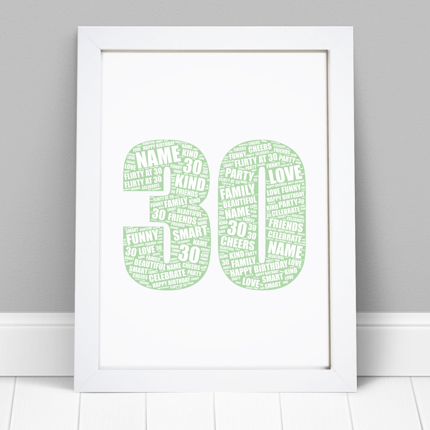 Personalised 30th Birthday Word Art Print