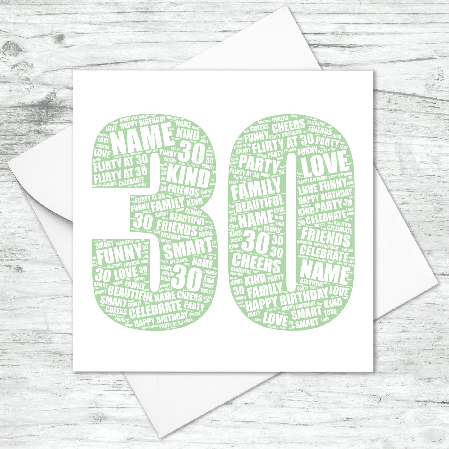 Personalised 30th Birthday Word Art Card