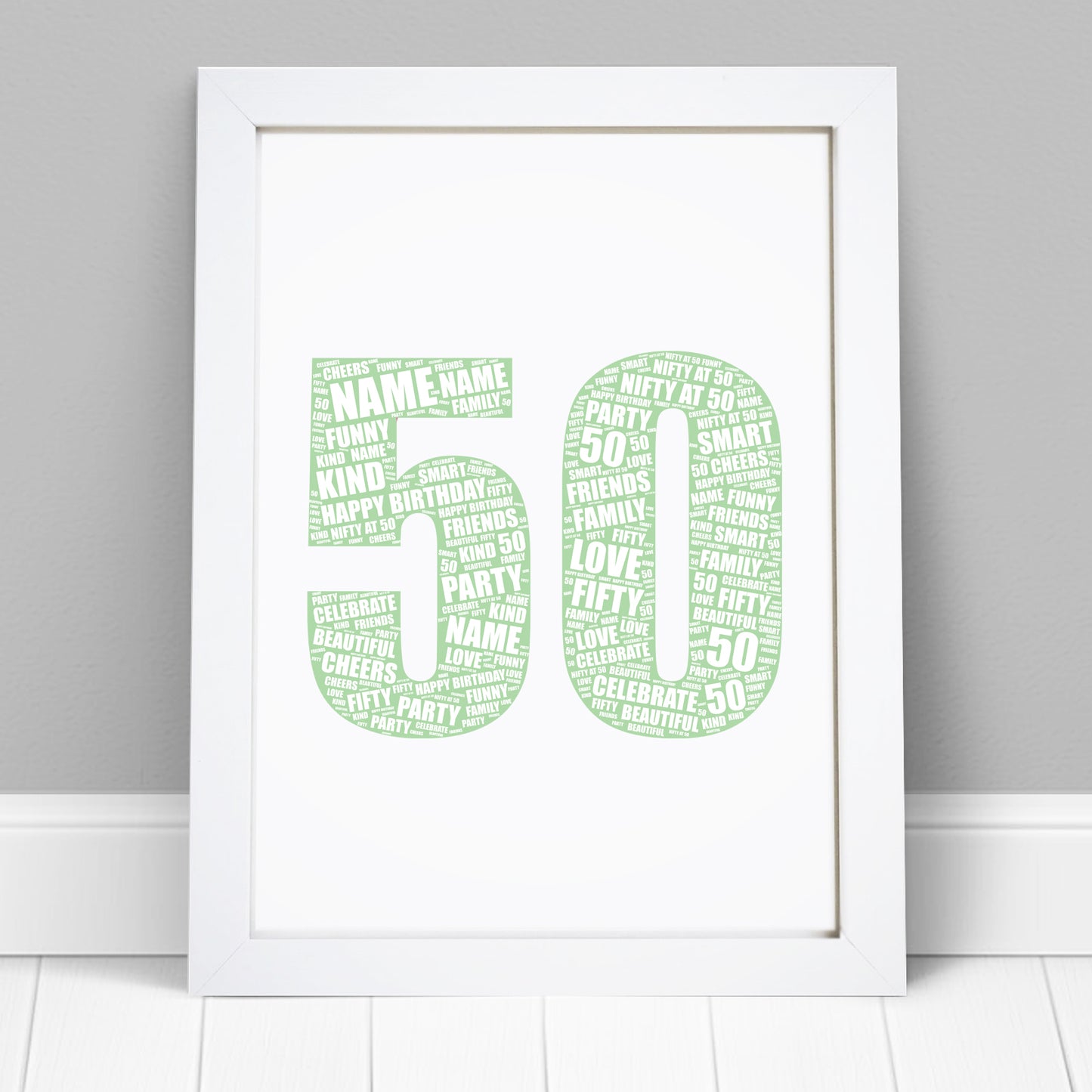 Personalised 50th Birthday Word Art Print