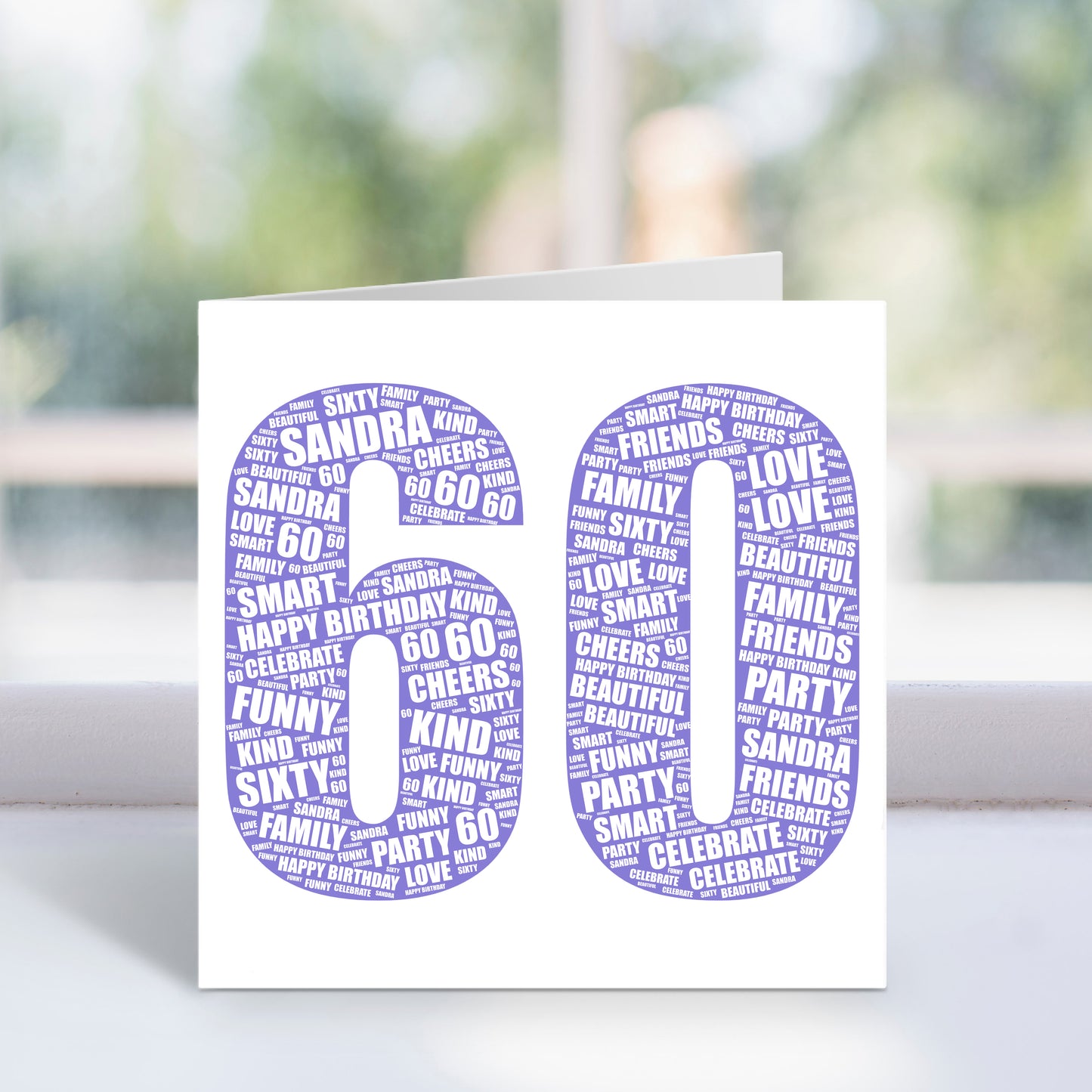 Personalised 60th Birthday Word Art Card