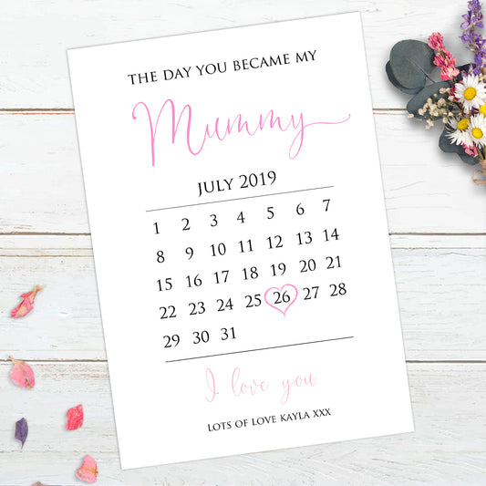 Personalised The Day You Became My Mum Calendar Print
