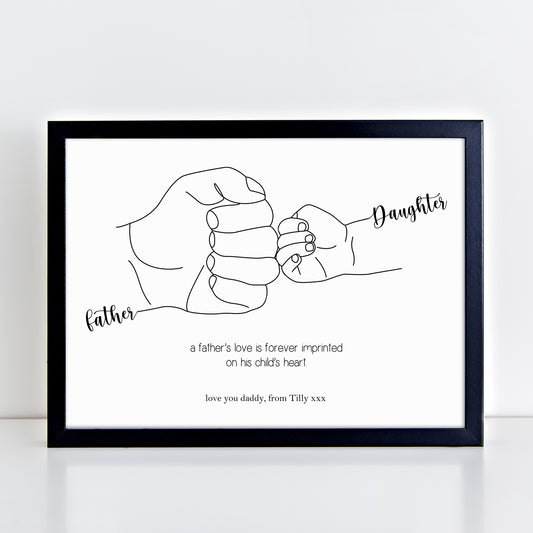 Personalised Father and Daughter Fist Bump Poem Print