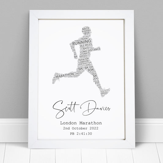 Personalised Men's Marathon Running Race Results Print