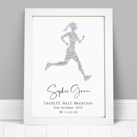 Personalised Women's Marathon Running Race Results Print