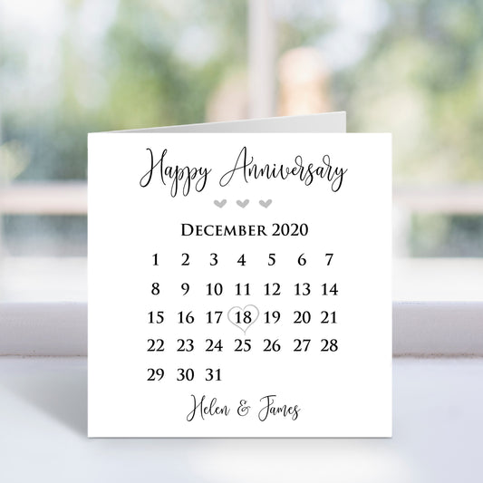 Personalised Anniversary Calendar Card