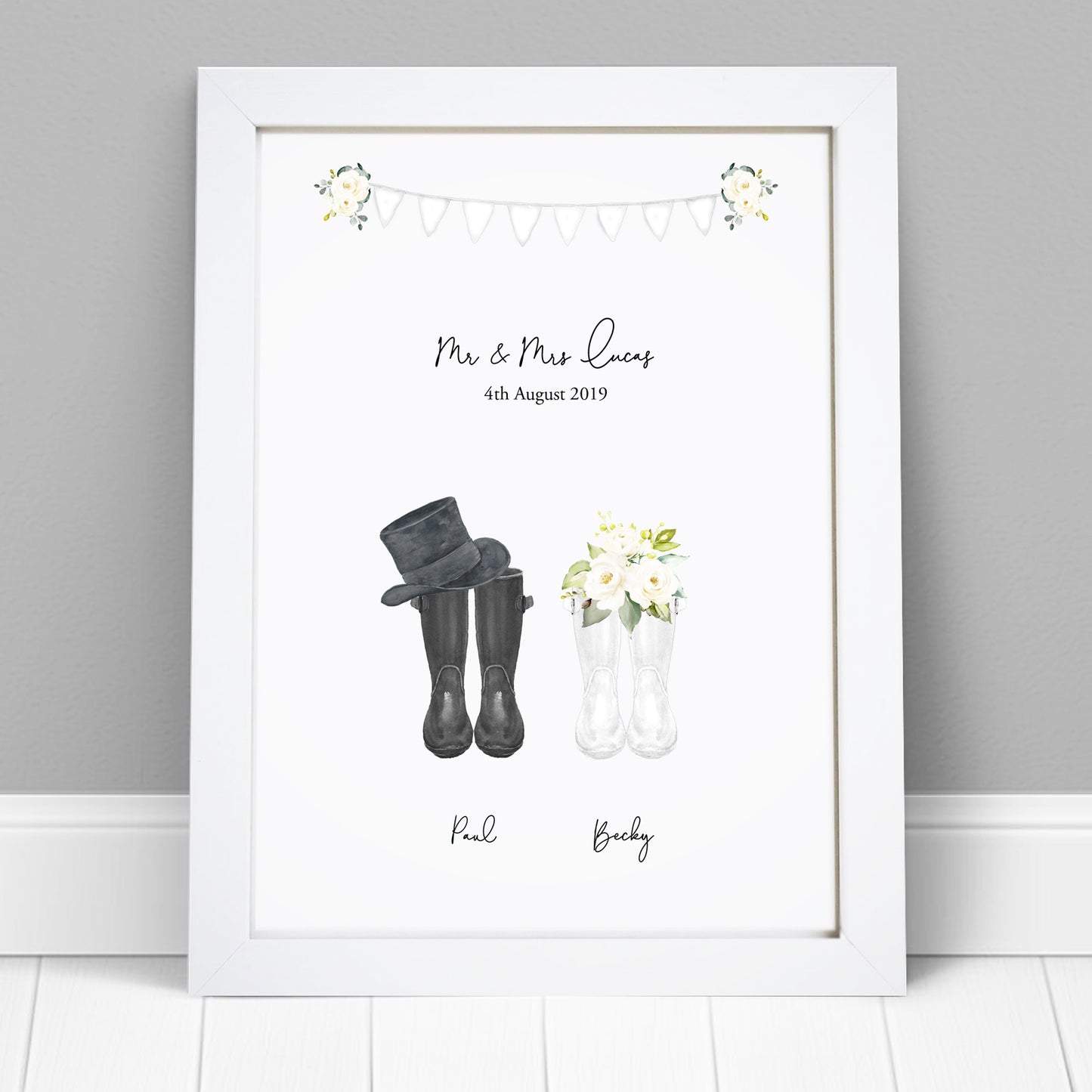 Personalised Bride And Groom Welly Print