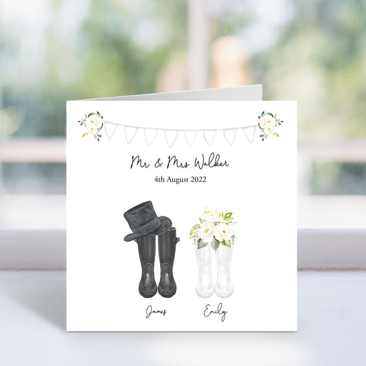 Personalised Welly Boot Wedding Card