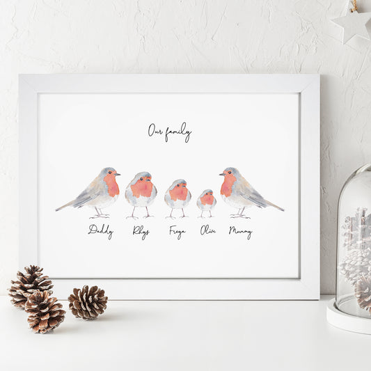 Personalised Robin Family Print