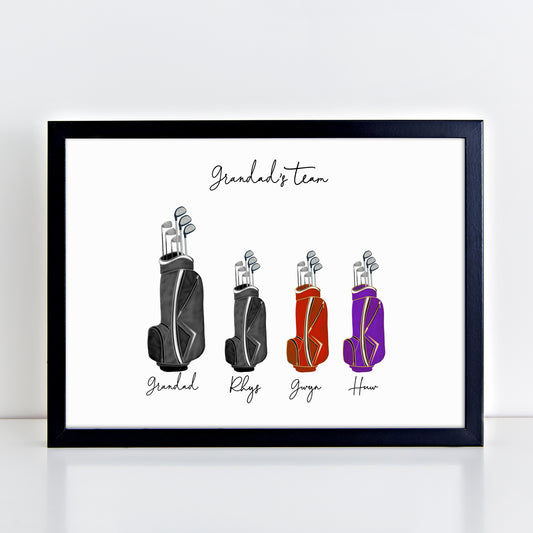 Personalised Family Golf Clubs Print