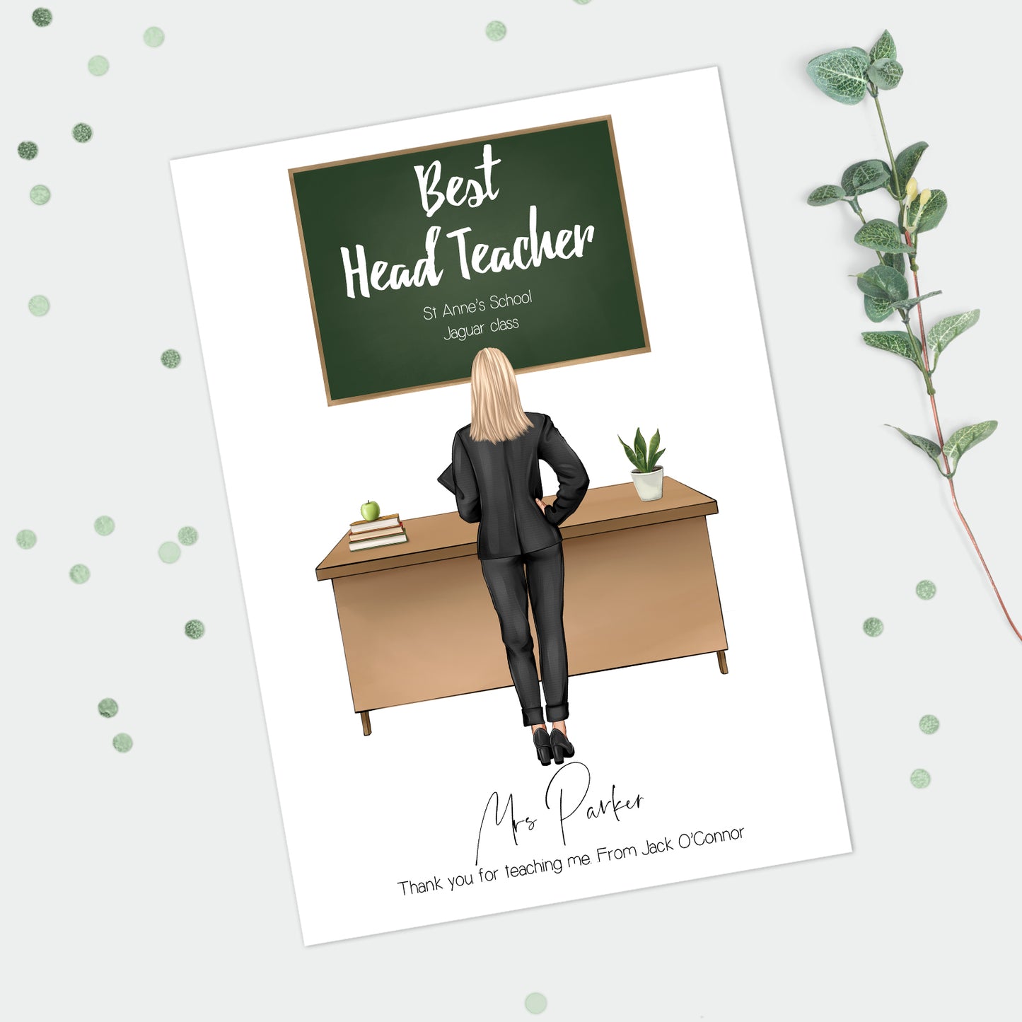 Personalised Female Teacher Print