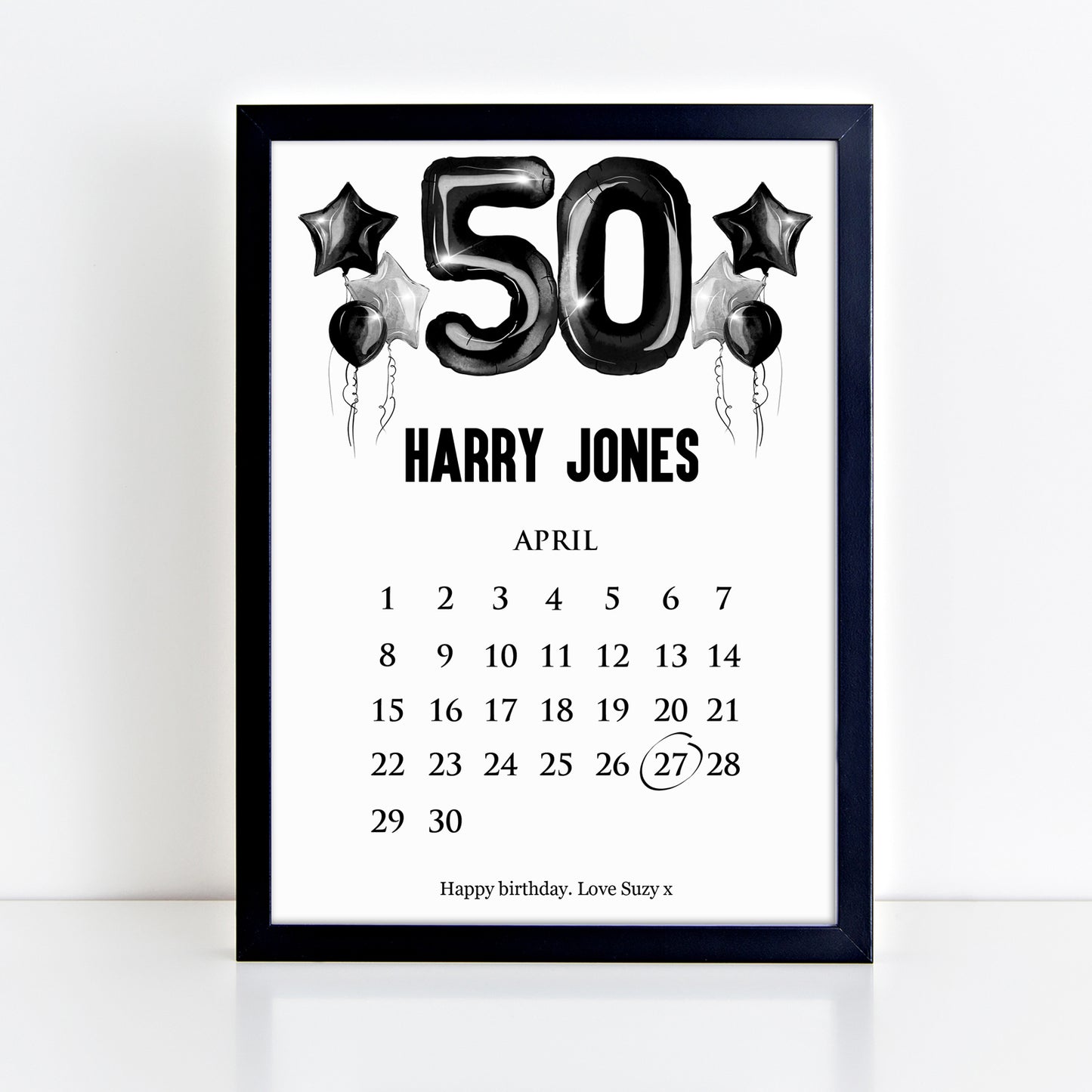 Personalised 50th Birthday Calendar Print