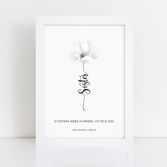 Personalised Sister Flower Print
