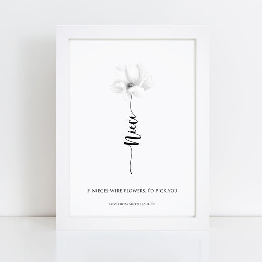 Personalised Niece Flower Print