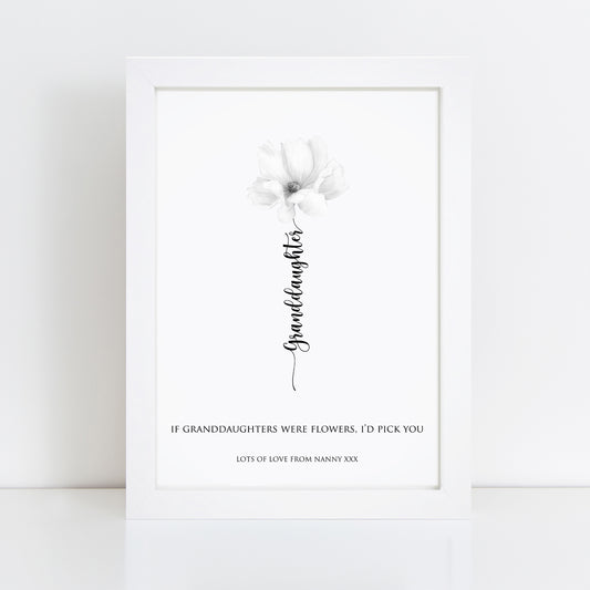 Personalised Granddaughter Flower Print