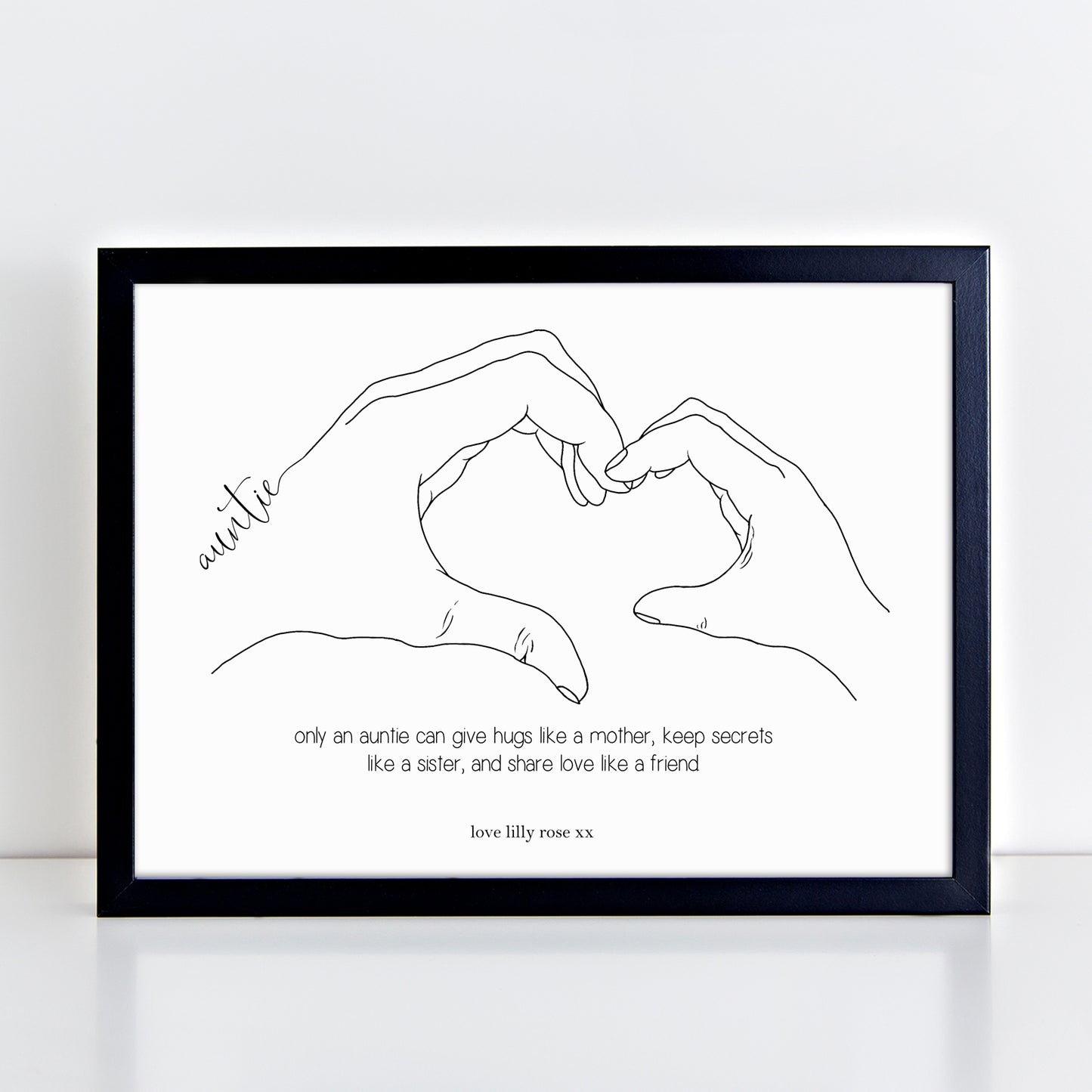 Personalised Heart Hands Aunt Poem Print