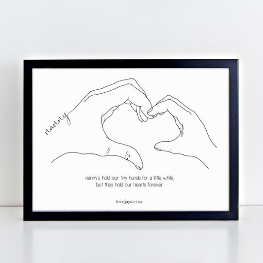 Personalised Heart Hands Nanny Poem Print