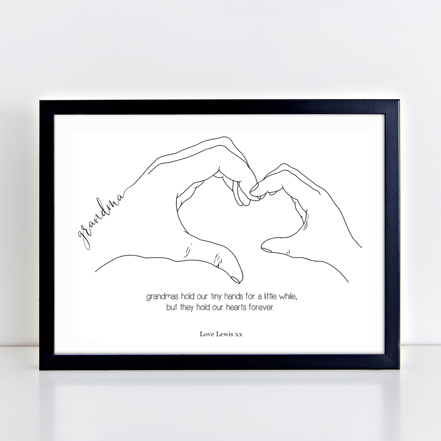 Personalised Heart Hands Grandma Poem Print