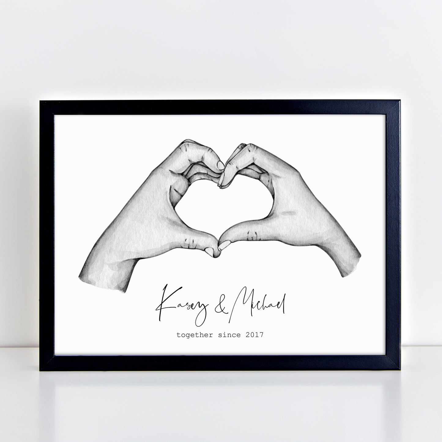 Personalised Couples Heart Hands Print