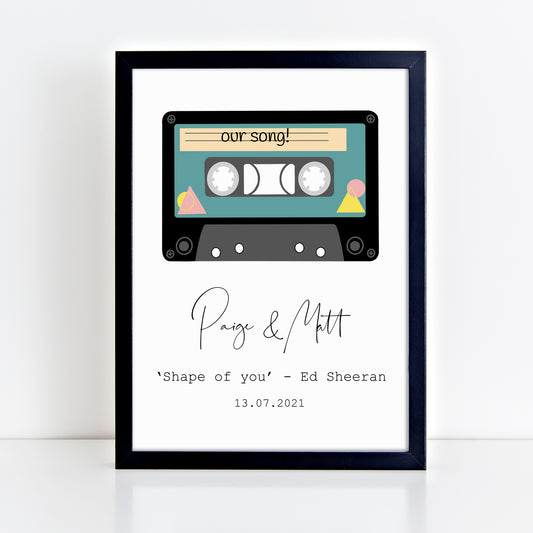 Personalised Love Song Cassette Tape Print