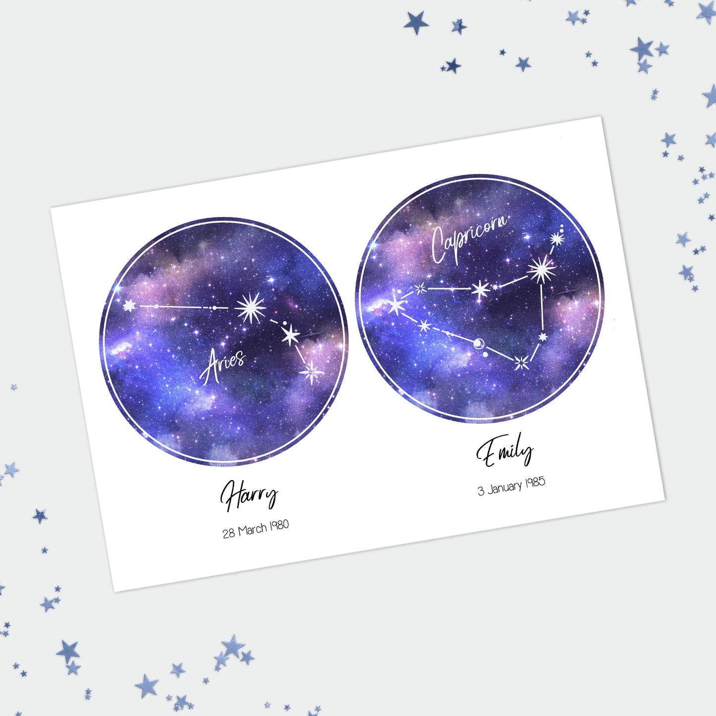 Personalised Couples Star Constellation Print