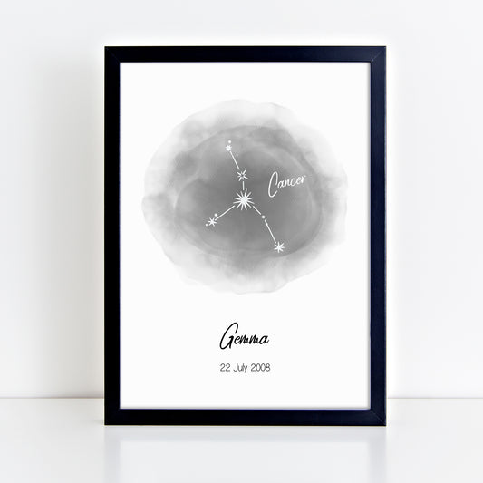 Personalised Cancer Zodiac Star Sign Print