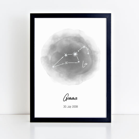 Personalised Leo Zodiac Star Sign Print