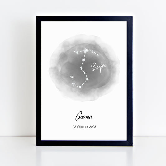 Personalised Scorpio Zodiac Star Sign Print