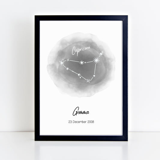 Personalised Capricorn Zodiac Star Sign Print