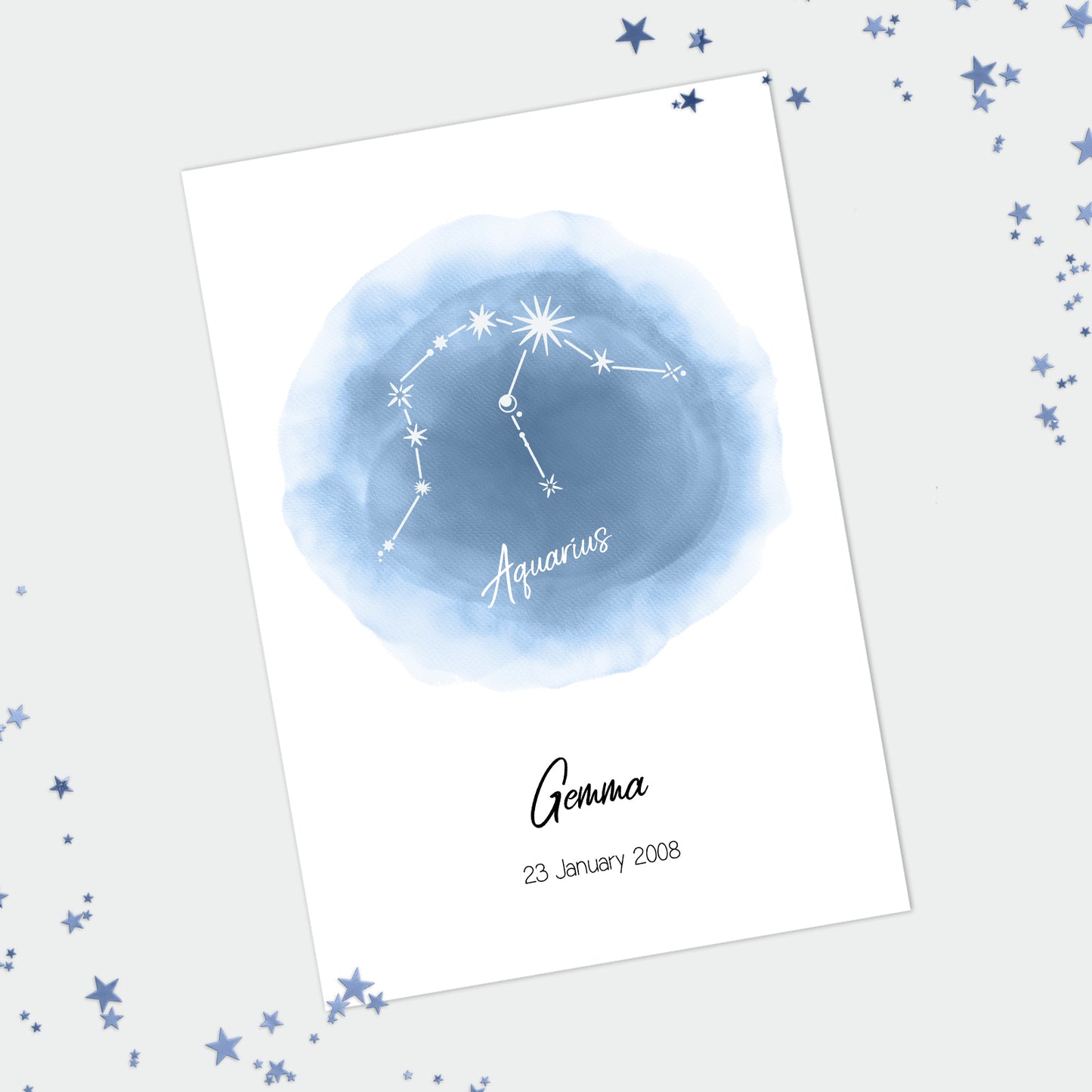 Personalised Aquarius Zodiac Star Sign Print
