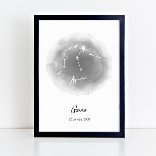 Personalised Aquarius Zodiac Star Sign Print