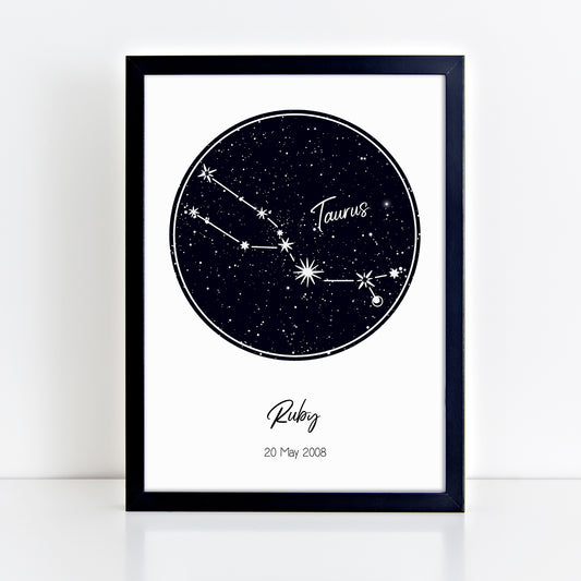 Personalised Taurus Star Constellation Print