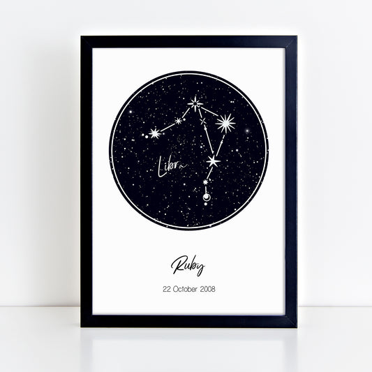 Personalised Libra Star Constellation Print