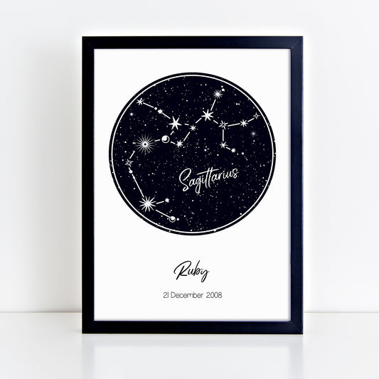 Personalised Sagittarius Star Constellation Print
