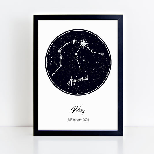 Personalised Aquarius Star Constellation Print