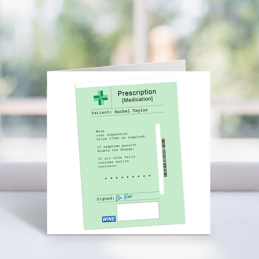 Personalised Wine Prescription Card